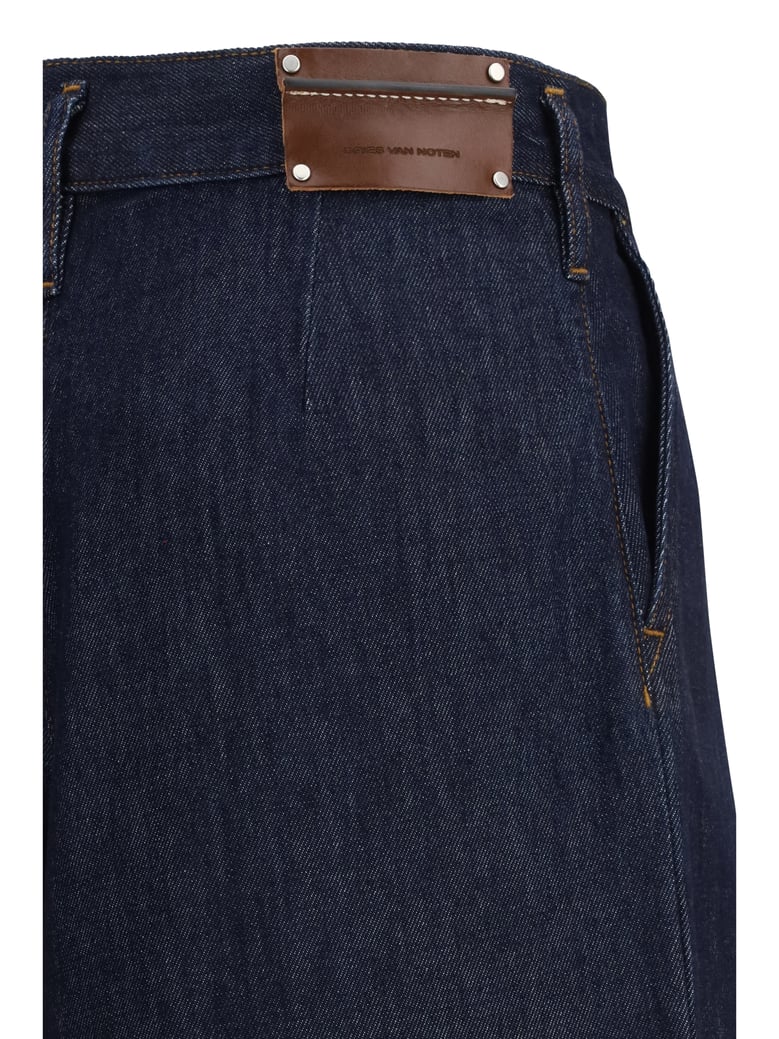 wide-leg pleated jeans indigo by Selfnex