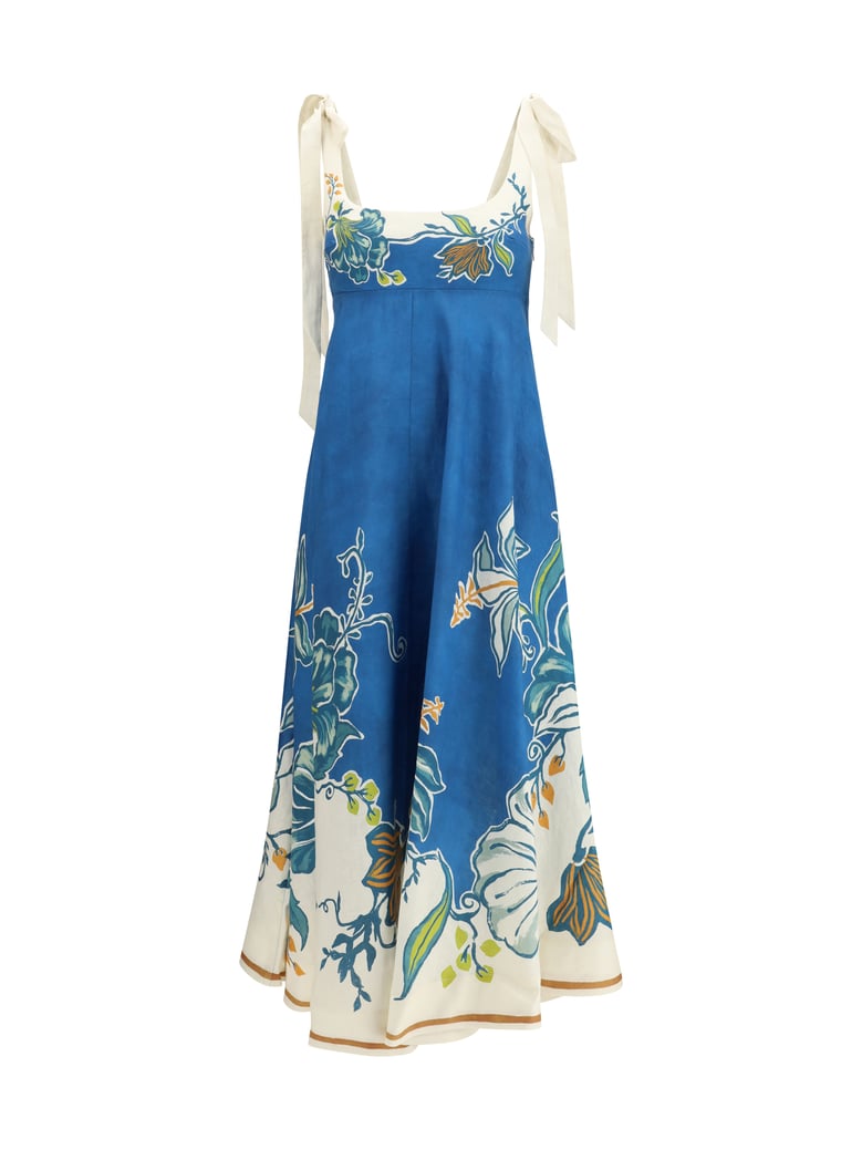 midi sundress luda ballet blue linen by Selfnex