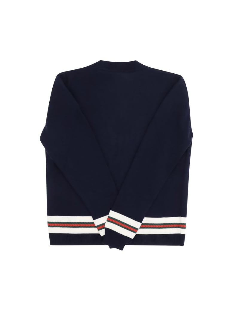 cardigan with web stripes ink/white by Selfnex