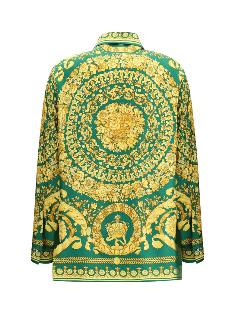 printed silk shirt emerald/gold by Selfnex