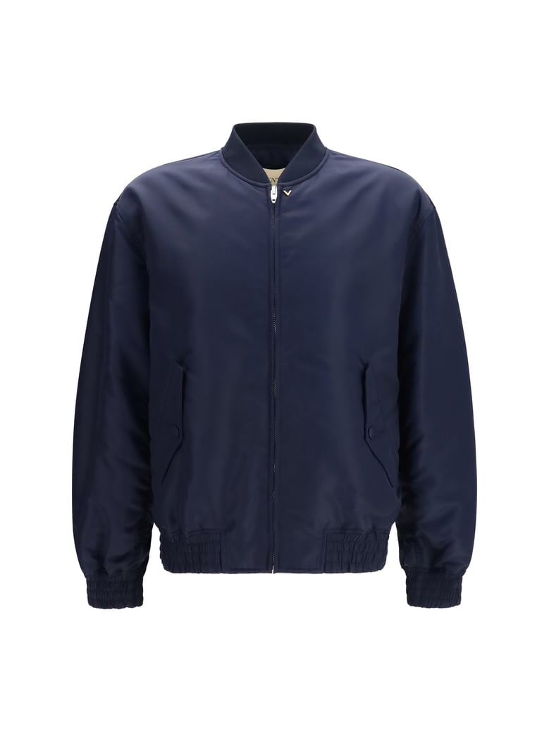 nylon ruffled jacket navy peony by Selfnex