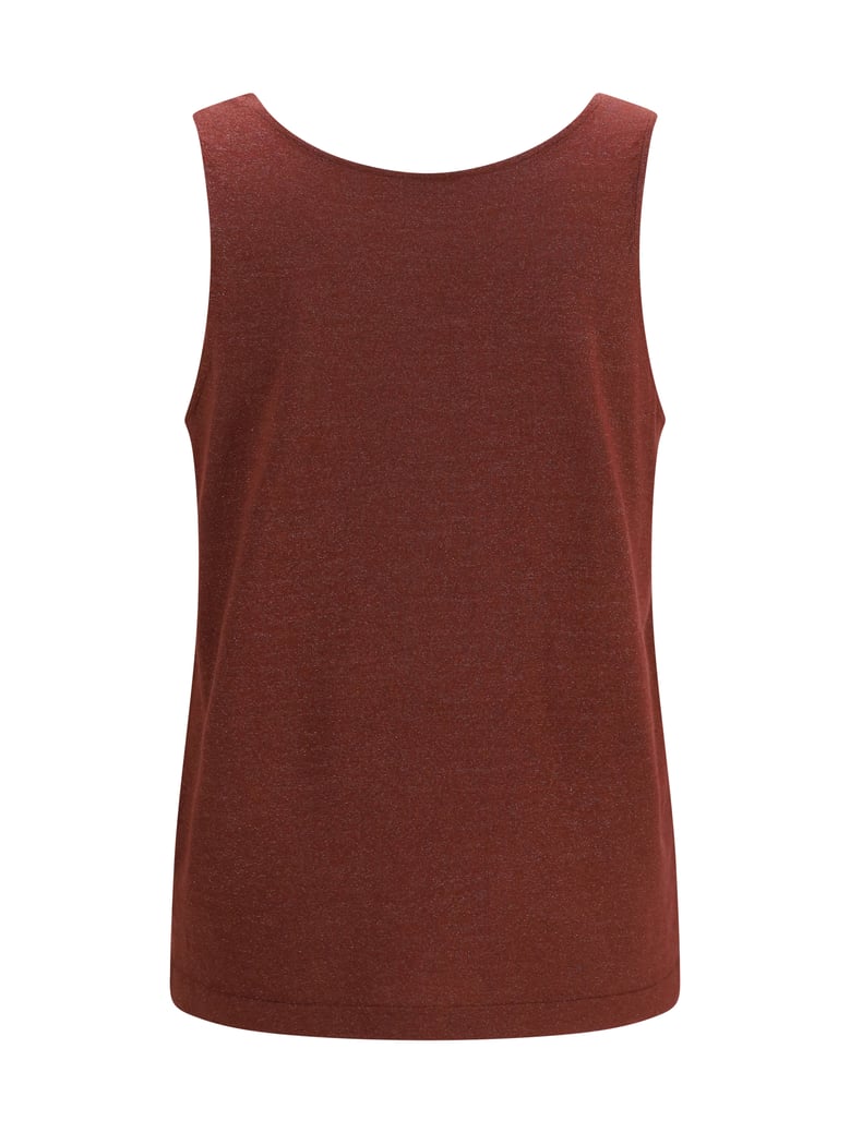 luminous knit tank top red bean by Selfnex