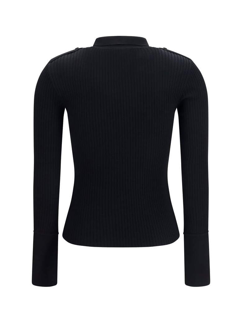 polo shirt ribbed knit black by Selfnex