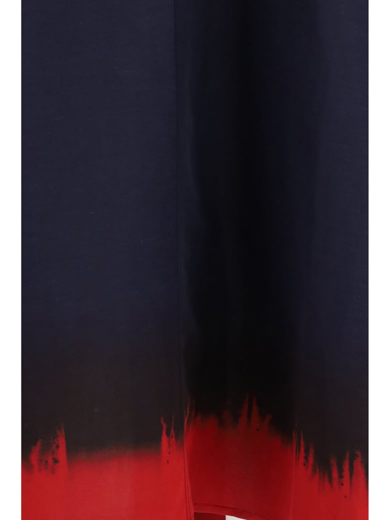 midi dress with balloon sleeves medium navy/red by Selfnex