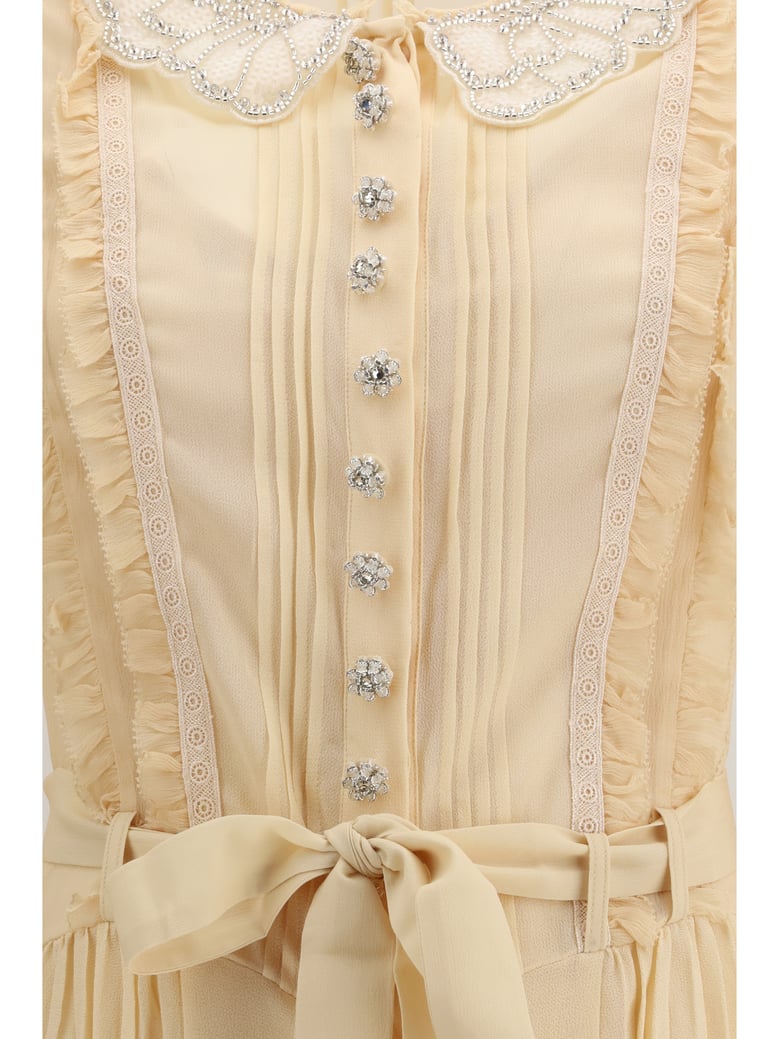 dress pleated georgette mini tan by Selfnex