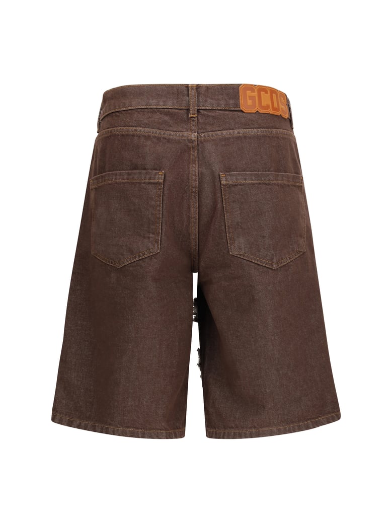 denim shorts lounge logo dark brown by Selfnex