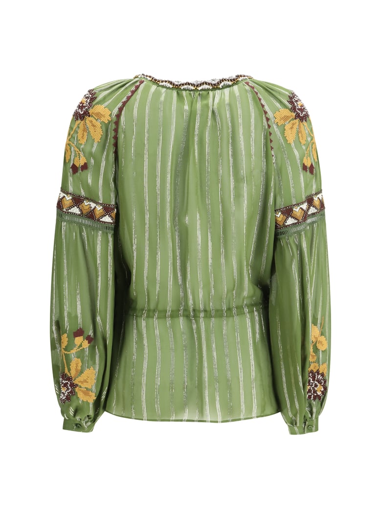 shirt lurex silk camo green/multicolour by Selfnex