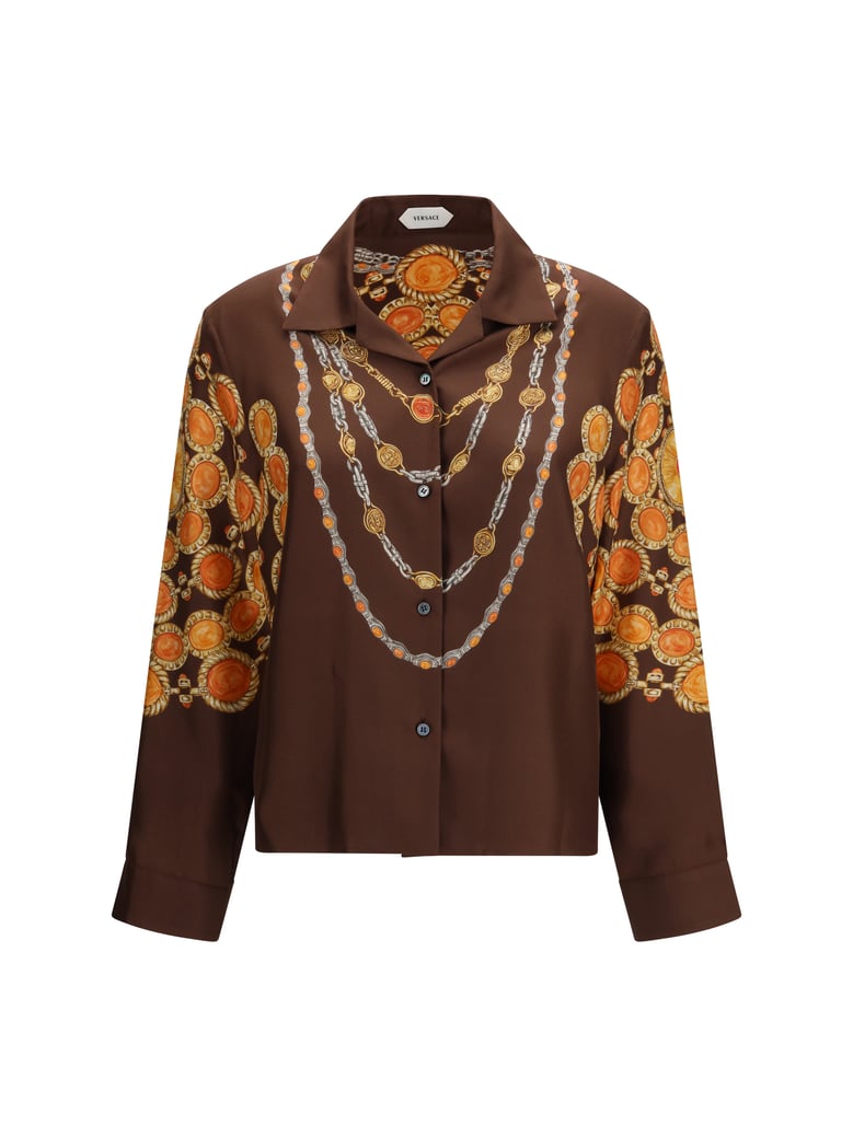 buttoned shirt chain-print chocolate/amber by Selfnex