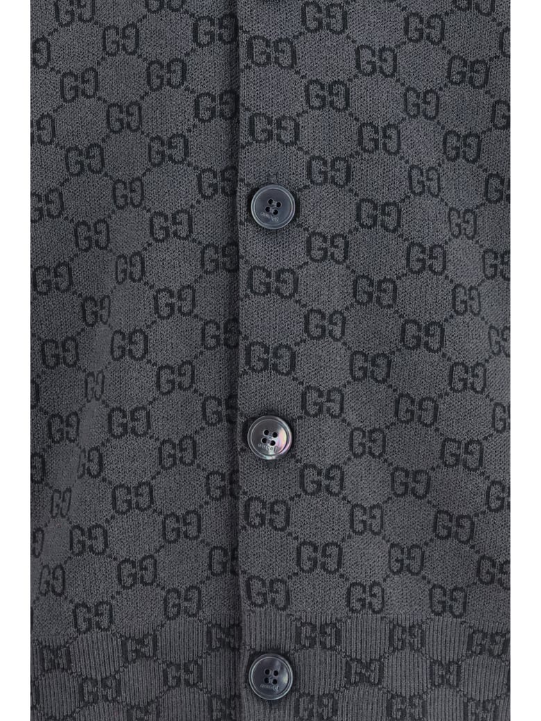 cardigan gg print silk-wool new grey/rock by Selfnex