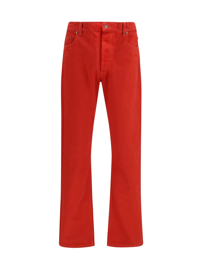 jeans straight-leg red cotton denim by Selfnex