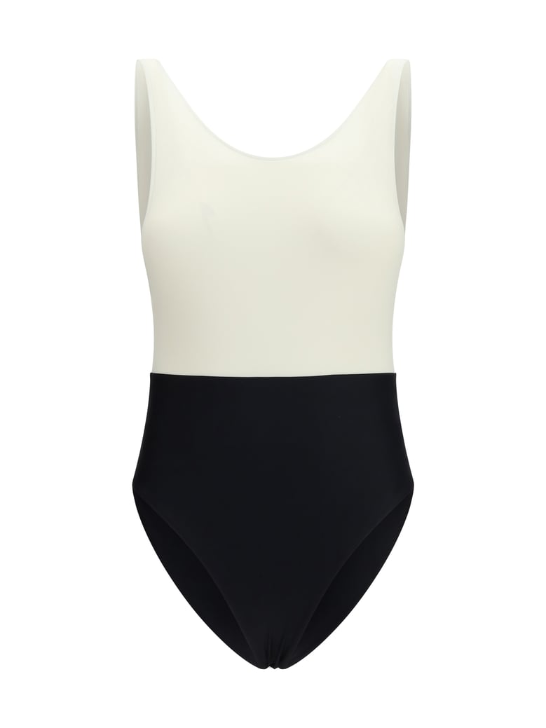 one-piece swimsuit nylon cream/black by Selfnex