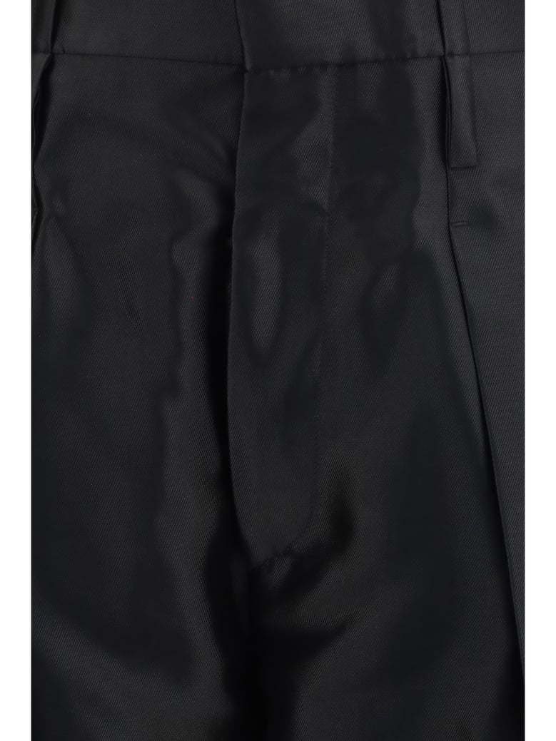 tapered wool trousers double black by Selfnex