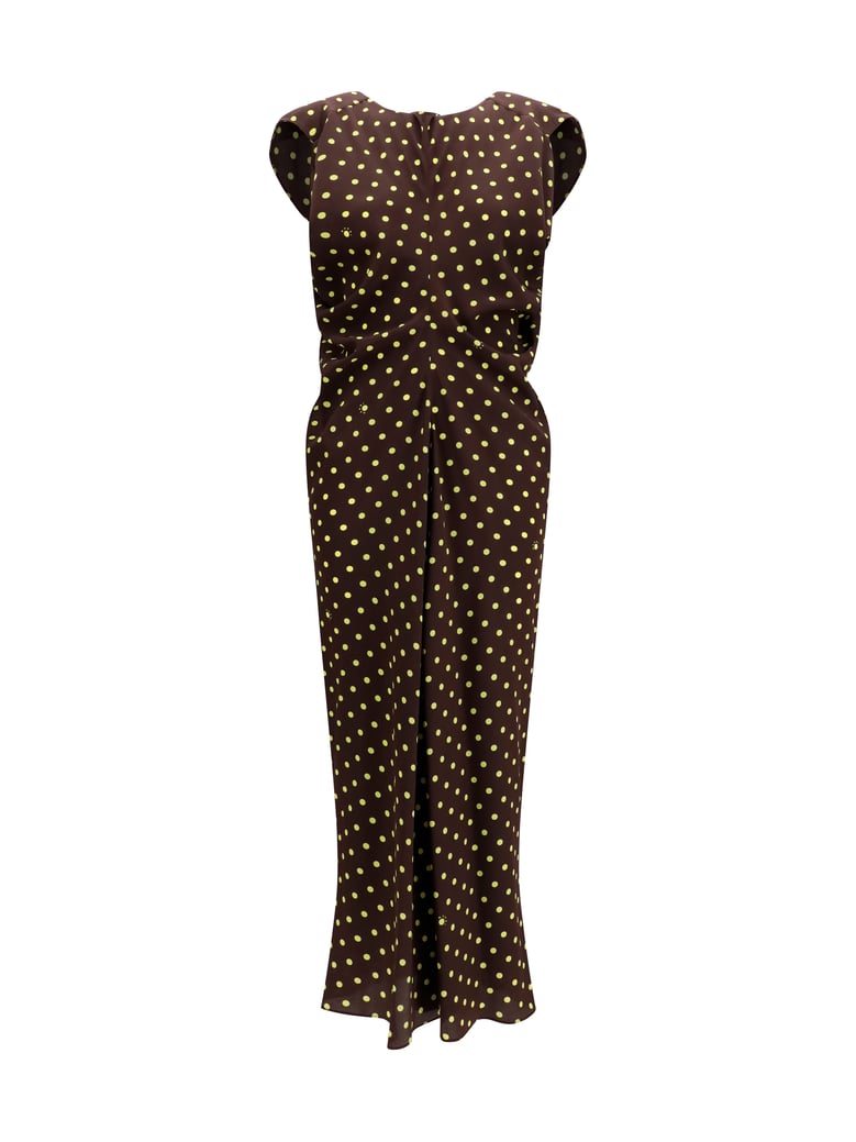 dress crepe polka dot sadelle brown by Selfnex