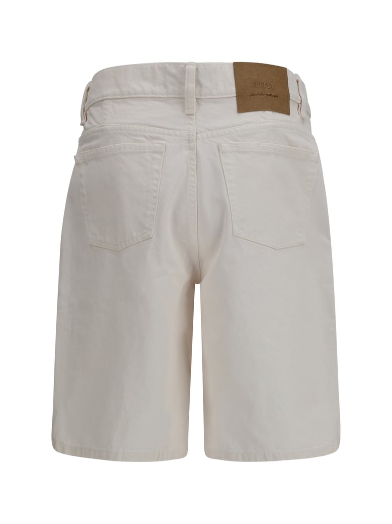 shorts wide cotton twill cream by Selfnex