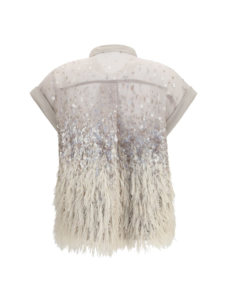 shirt fringe silk beige by Selfnex