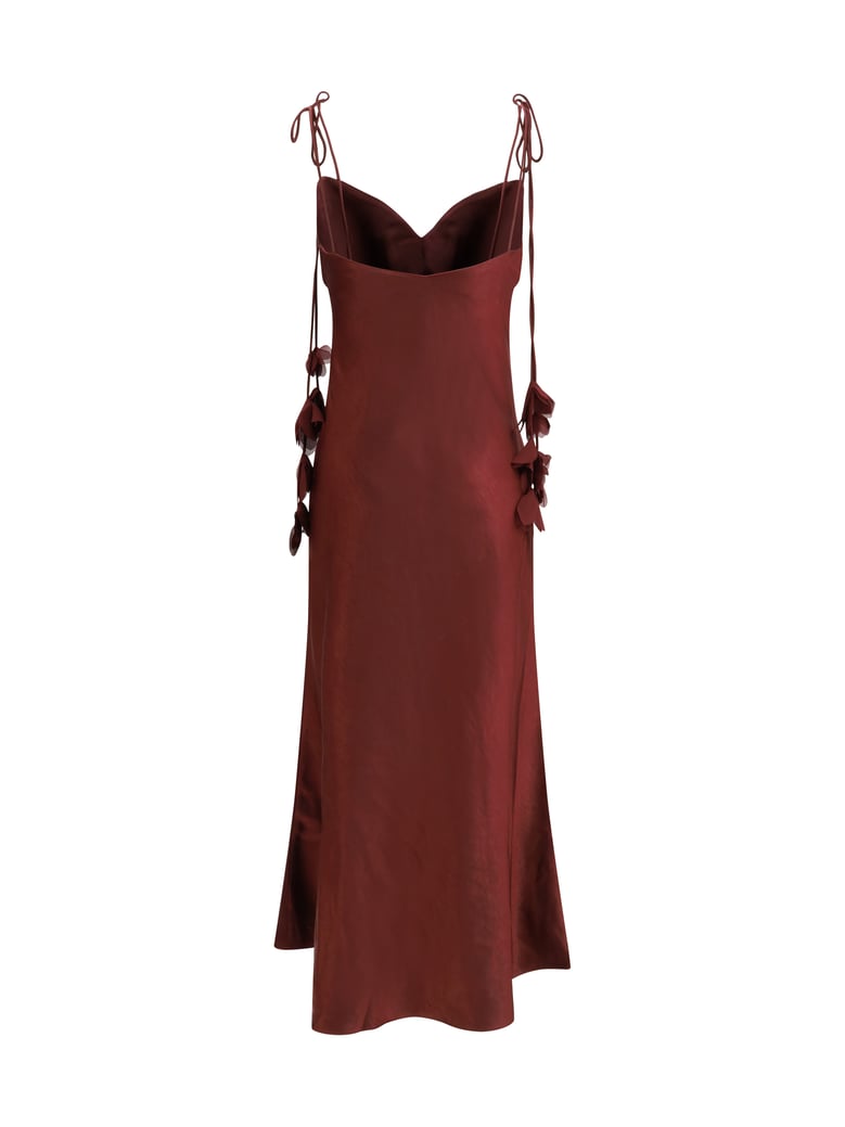 midi dress satin flower burgundy by Selfnex