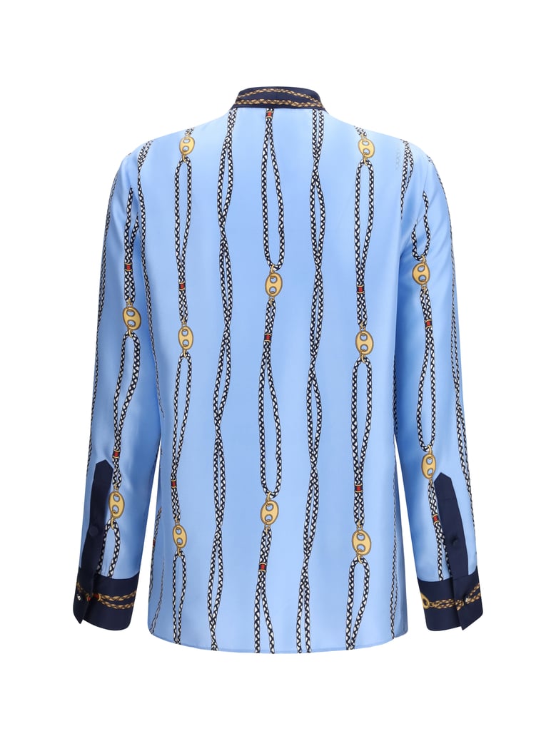 printed silk shirt azure/blue/multicolour by Selfnex