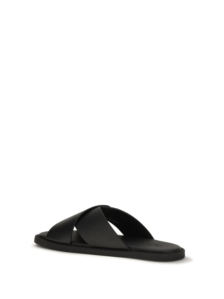 slide sandals black calfskin by Selfnex