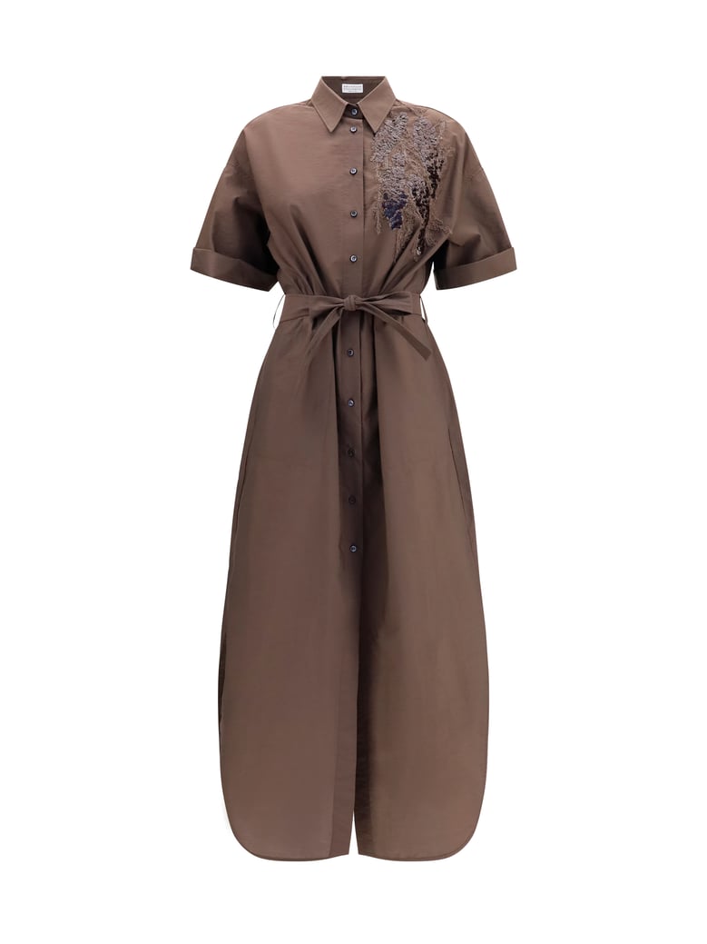 sequined shirt dress dark brown by Selfnex