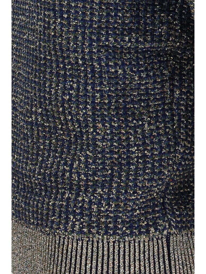 short-sleeve sequin sweater navy/green by Selfnex