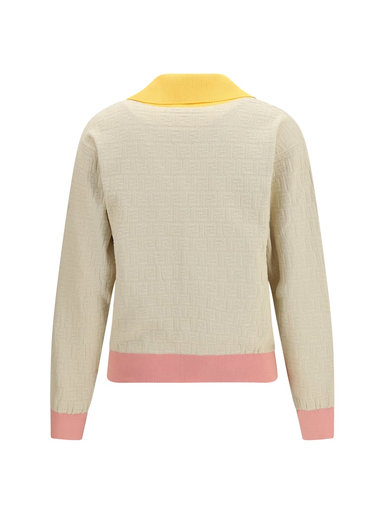 cotton-silk sweater with ff logo ecru by Selfnex