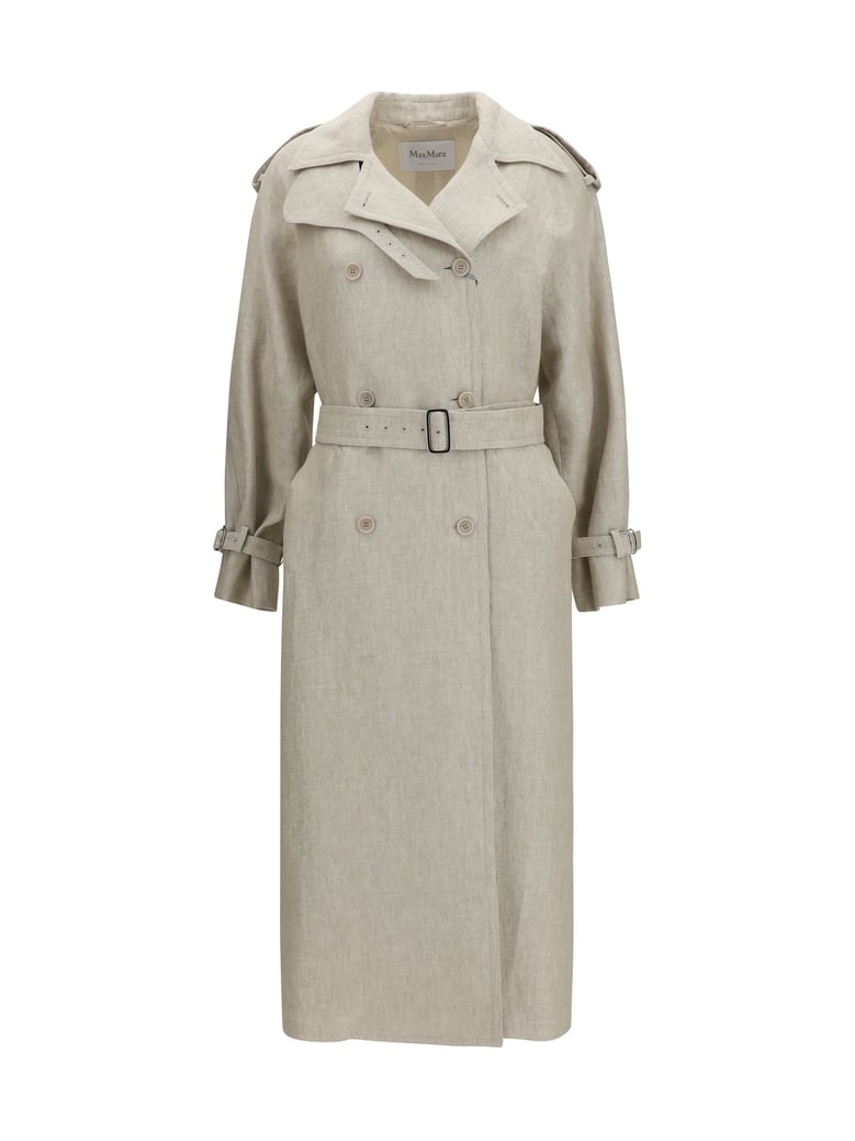 trench coat double-breasted linen brown grey by Selfnex