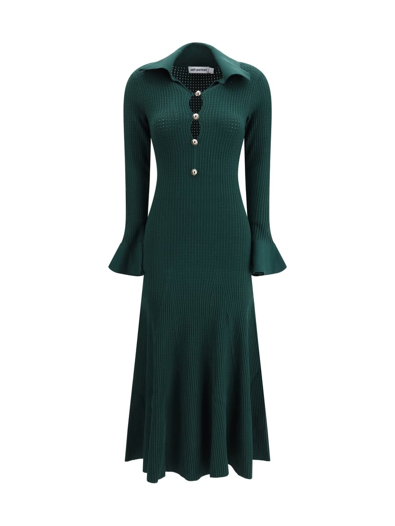 knit midi dress green by Selfnex