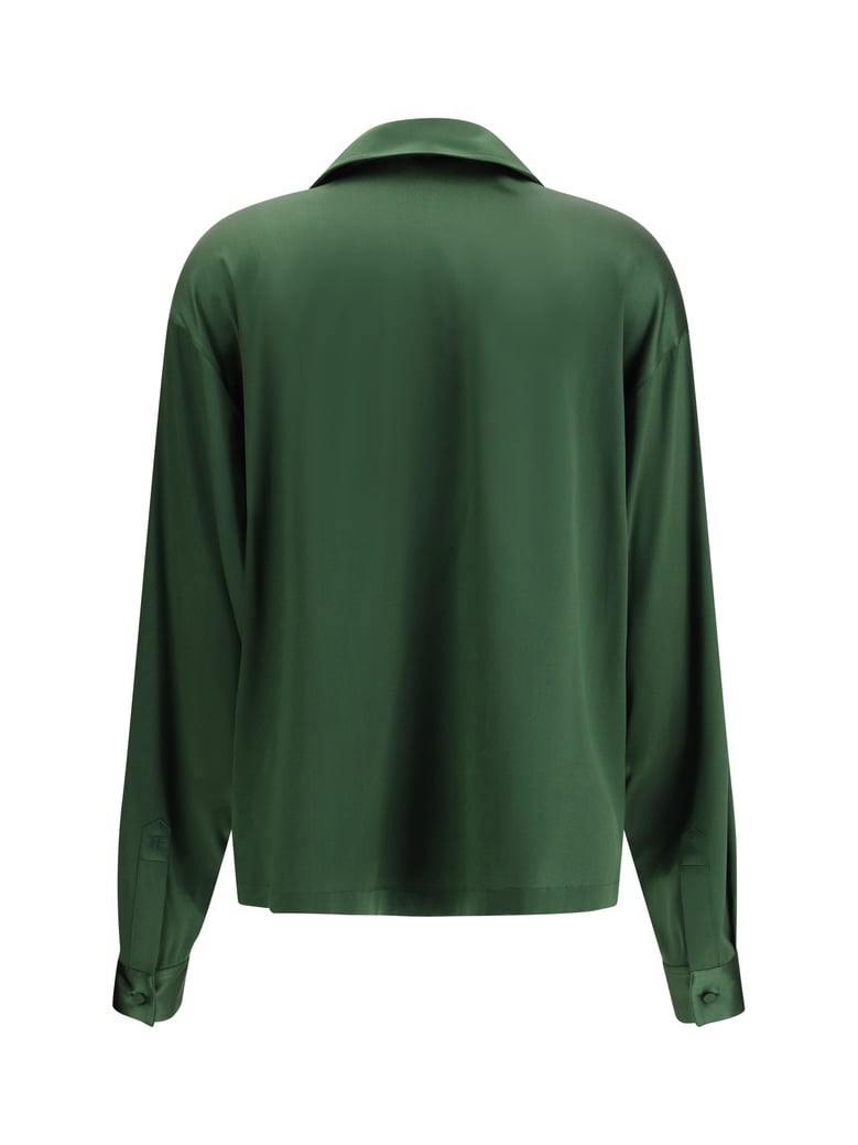 shirt stretch silk moss green by Selfnex