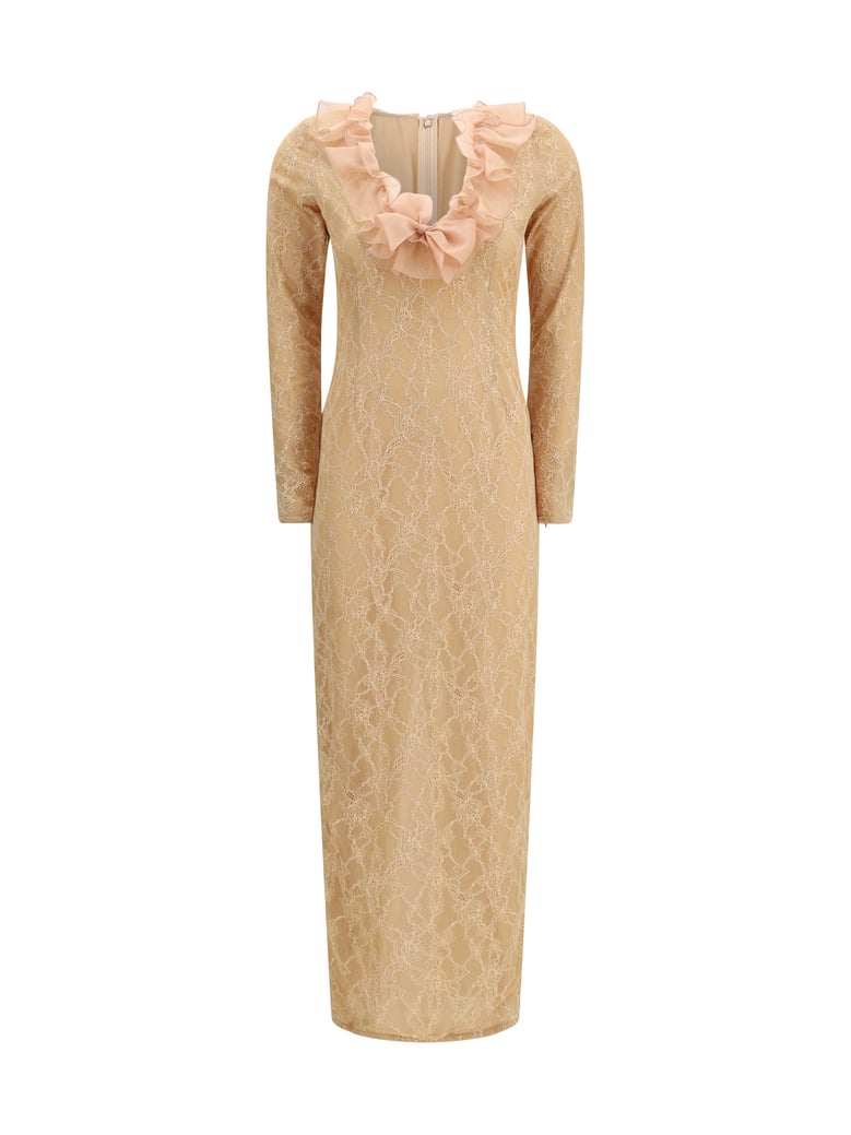 evening dress stretch lace nude by Selfnex