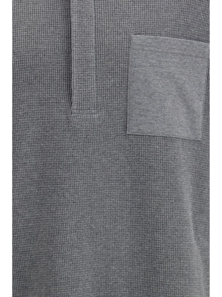 long sleeve polo shirt medium grey by Selfnex