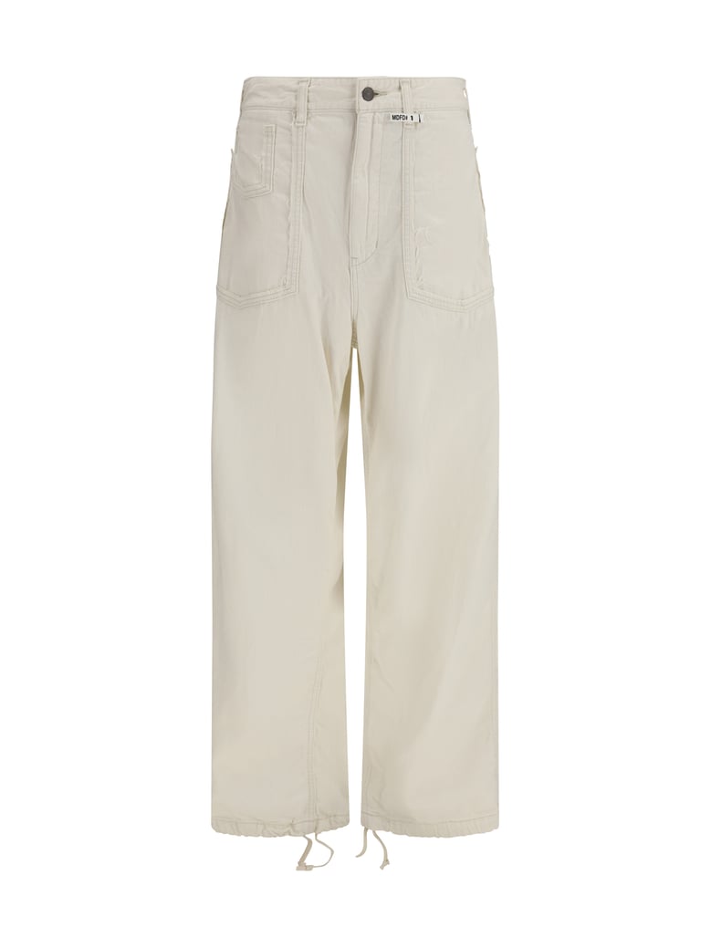 denim pants cut-out pockets white by Selfnex