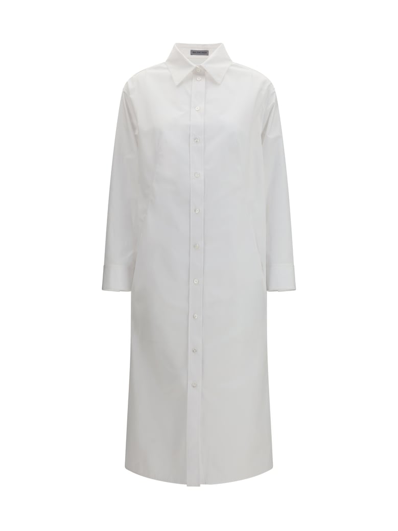 long shirt dress white by Selfnex