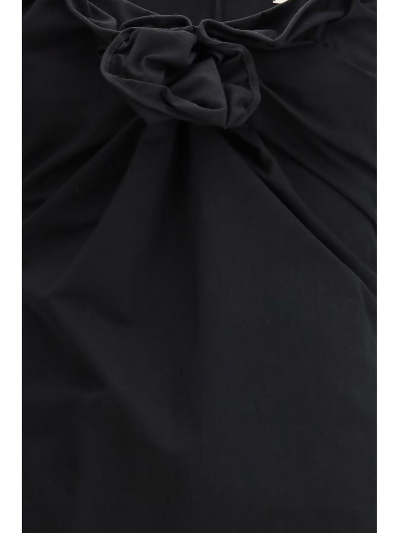 sleeveless dress draped neckline black by Selfnex