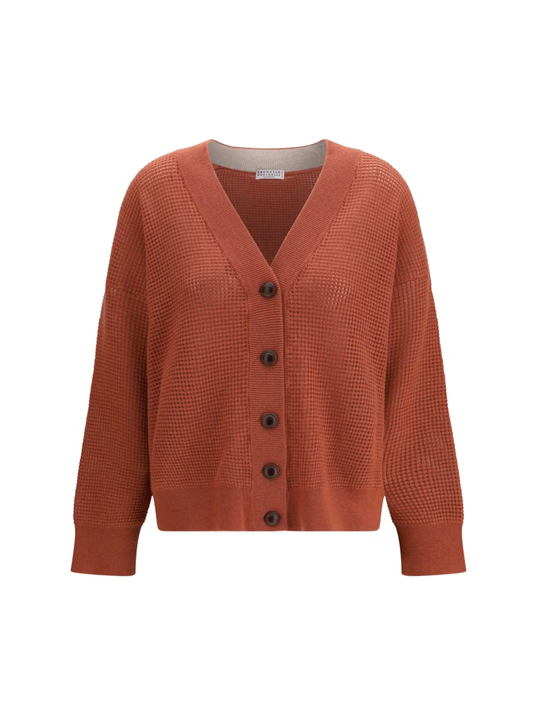 cardigan v-neck cashmere orange flame/oyster by Selfnex