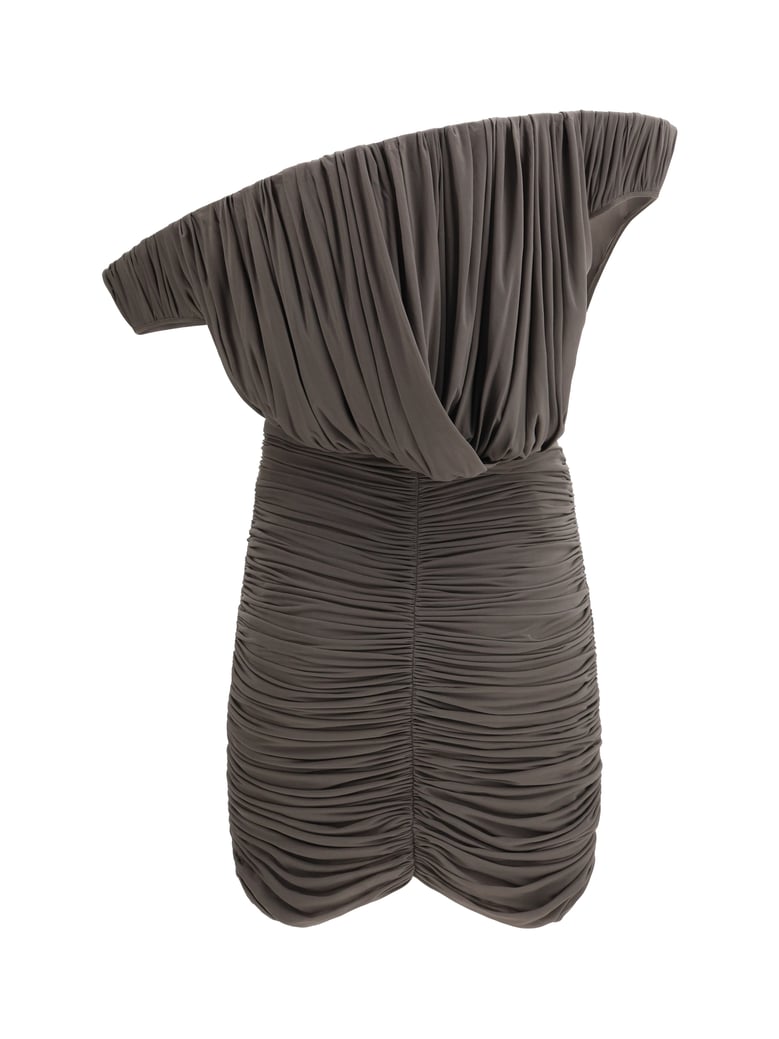 mini dress asymmetrical petal brown by Selfnex