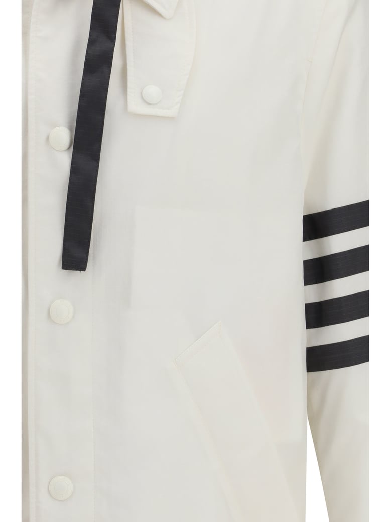 hooded bal collar jacket white by Selfnex
