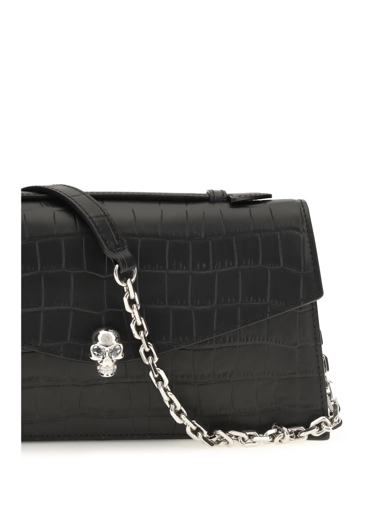 handbag skull croc-embossed black/silver by Selfnex