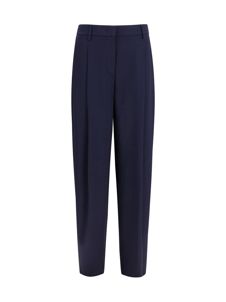 pleated silk pants blue lapis by Selfnex
