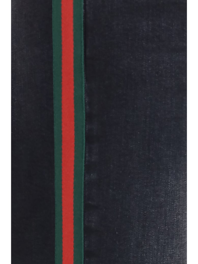 stretch cotton jeans with web stripe by Selfnex