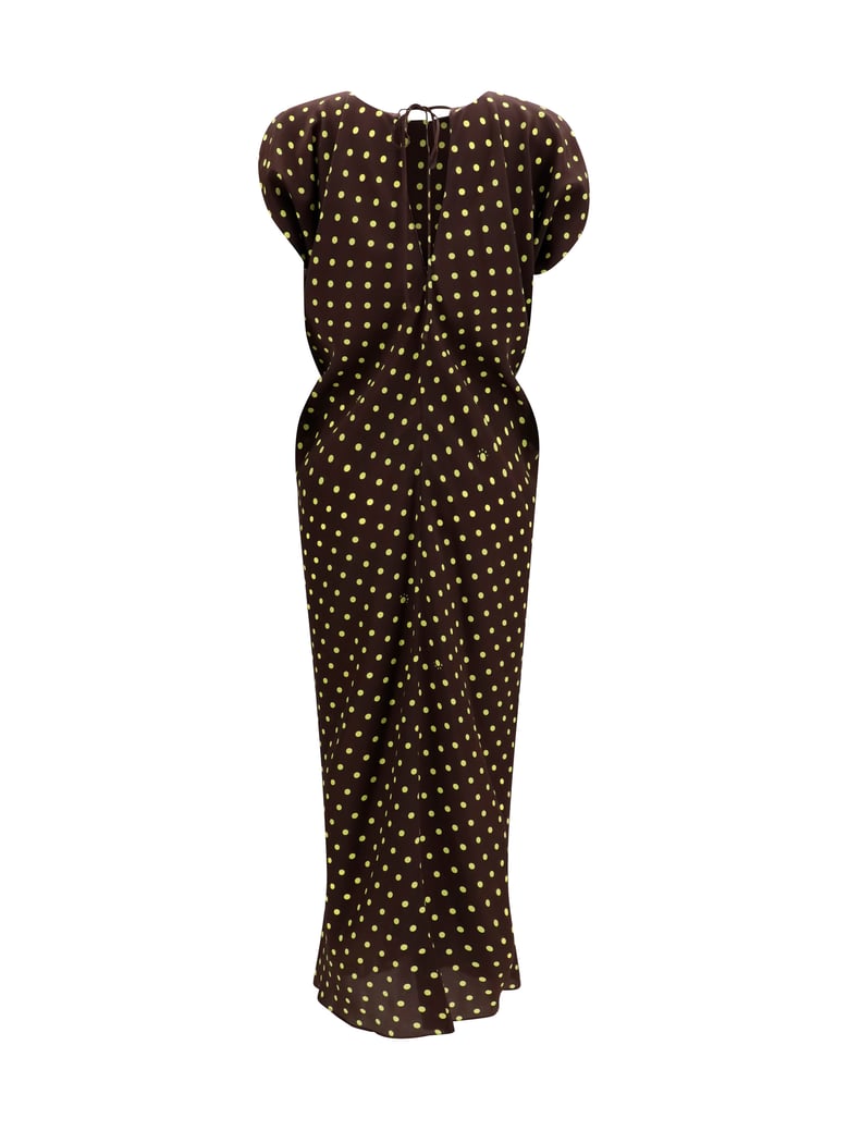 dress crepe polka dot sadelle brown by Selfnex