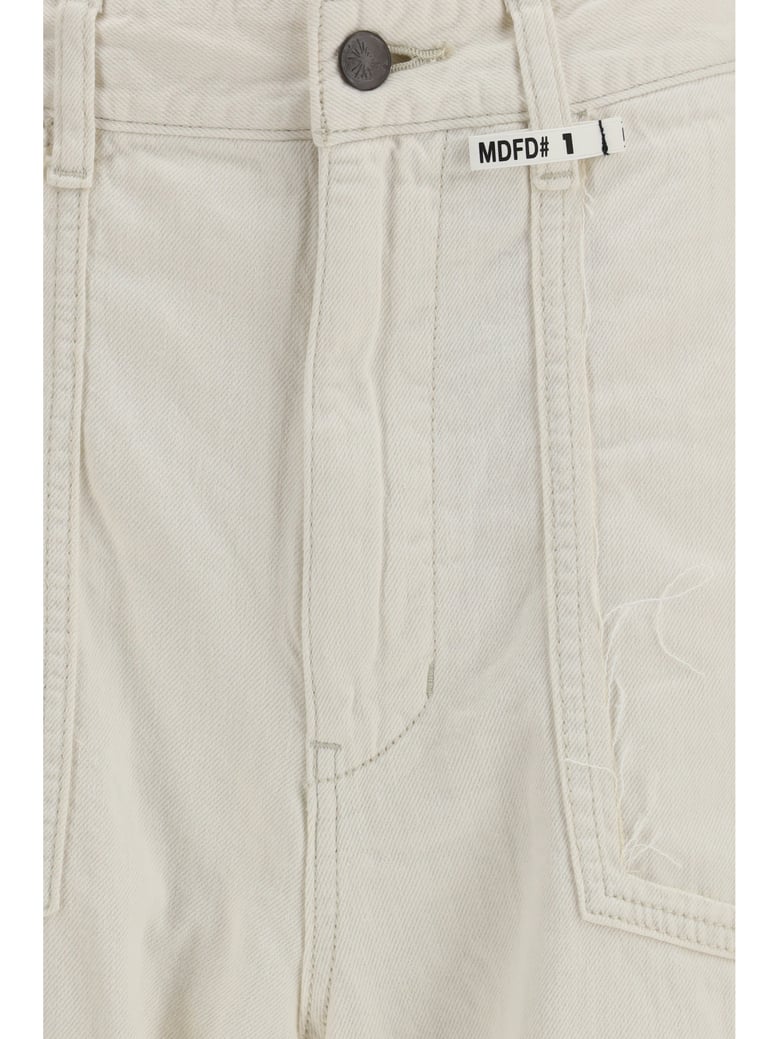 denim pants cut-out pockets white by Selfnex