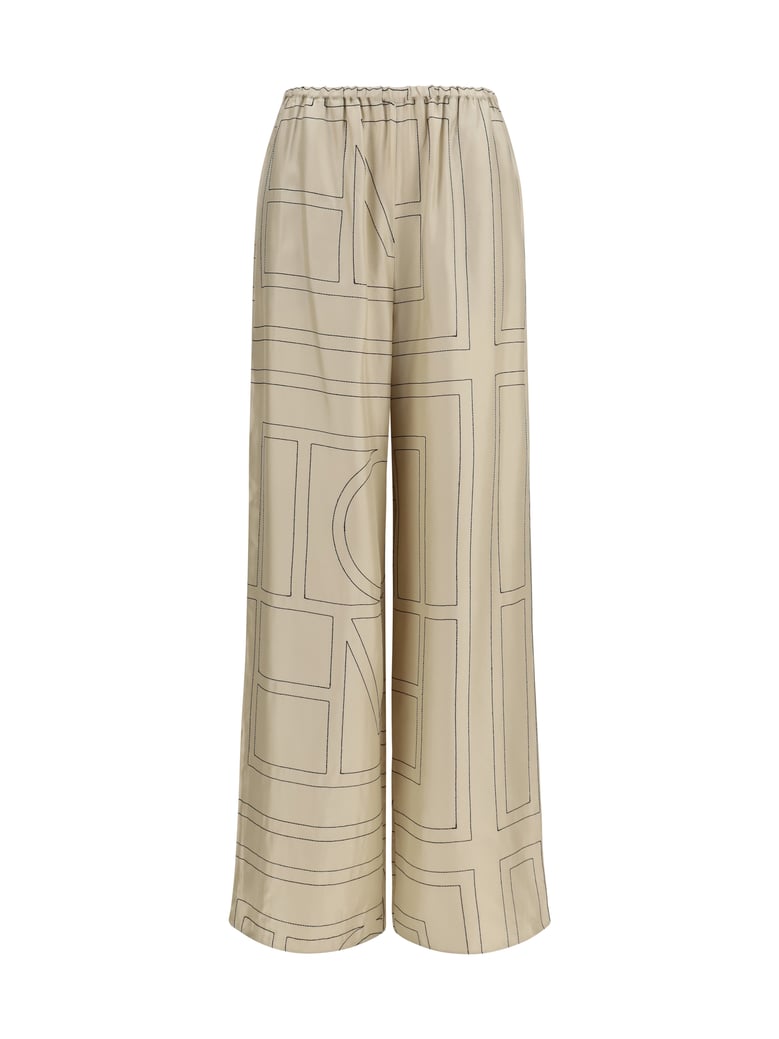 pants silk monogram ivory by Selfnex