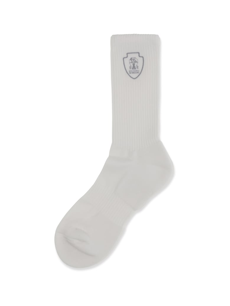 socks ribbed cotton white/light grey by Selfnex