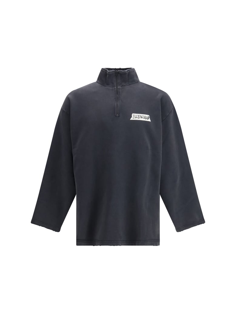 zipped sweatshirt faded washed black by Selfnex