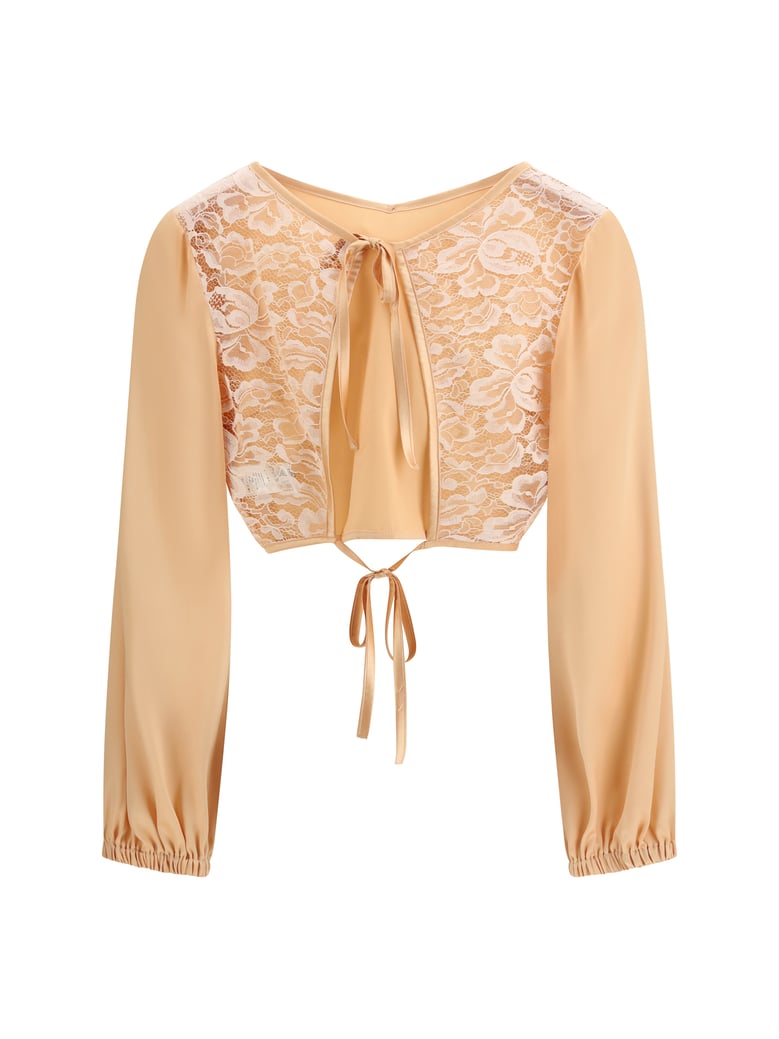v-neck silk blouse orange by Selfnex