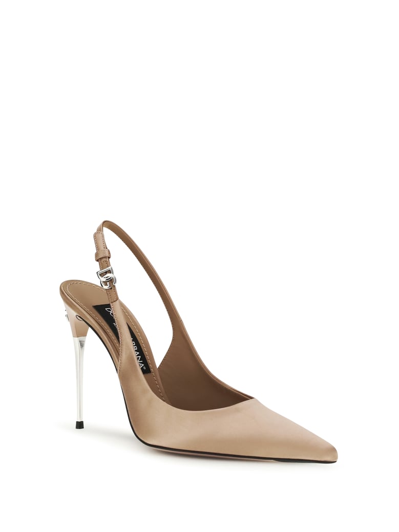 satin slingback pumps lollo dark beige by Selfnex