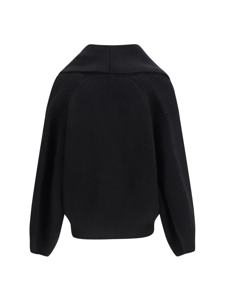 cardigan shawl-lapel black wool by Selfnex