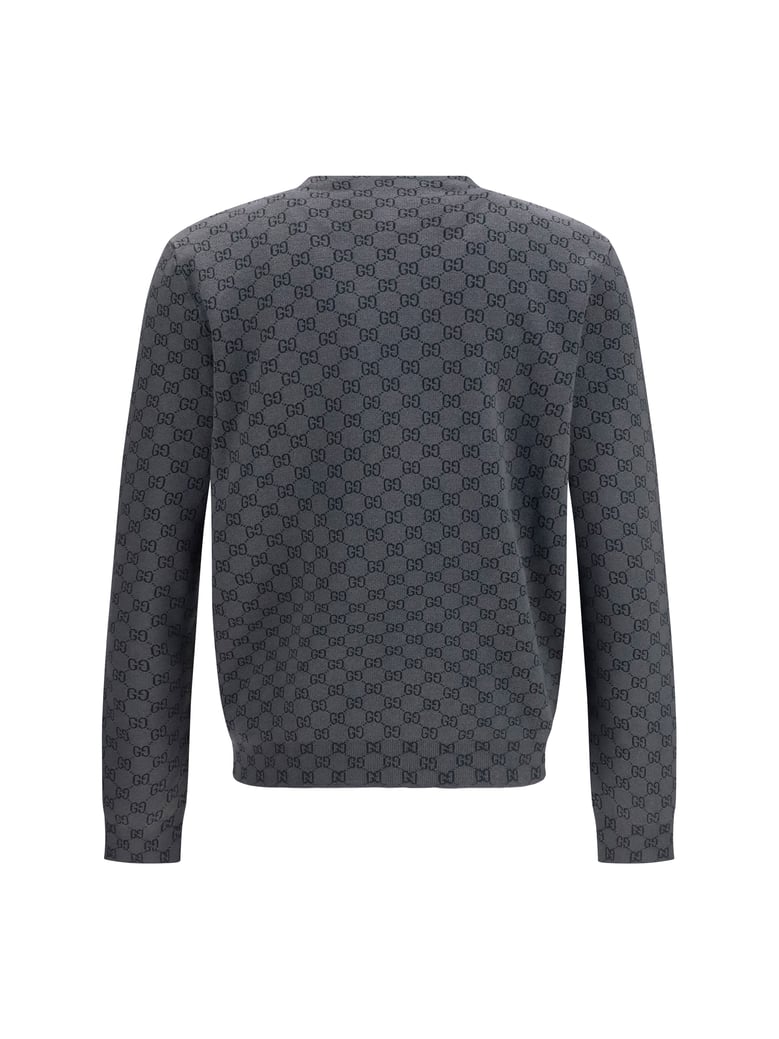 cardigan gg print silk-wool new grey/rock by Selfnex