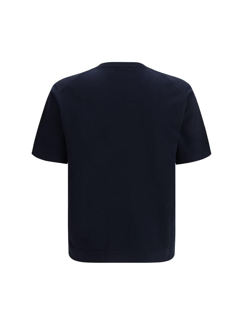 short-sleeve crewneck sweater dark navy by Selfnex