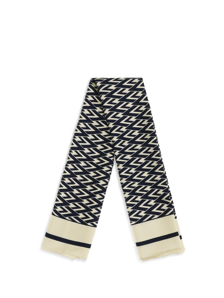 silk scarf toute la v ivory/navy by Selfnex